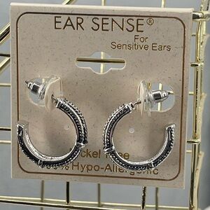 Ear Sense NWT silver toned rope nautical hoop earrings